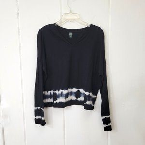 Wild Fable Cropped Black Tie Dyed Long Sleeve T Shirt